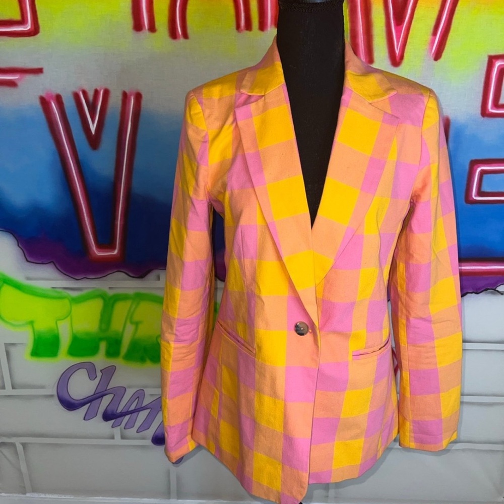 Colorful Checkered Women's Blazer